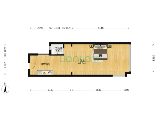 学府华庭 1室0厅1卫 55平方