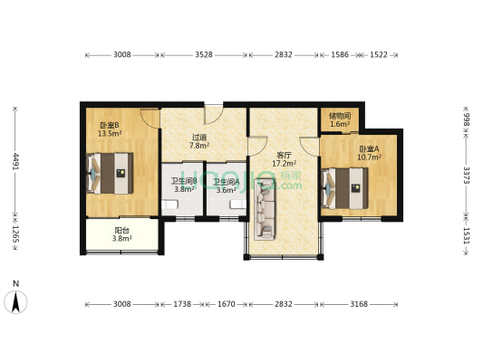 龙珠商城 2室1厅2卫 78平方