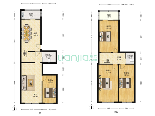 海口花园 4室2厅2卫 186平方