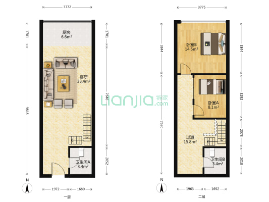 聚源汽车电商城 2室1厅2卫 50平方