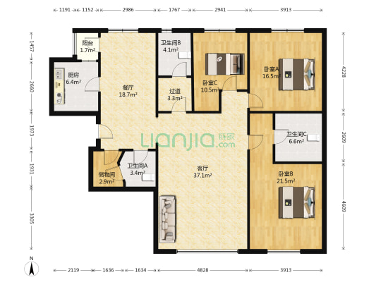雍景台 3室2厅3卫 171平方
