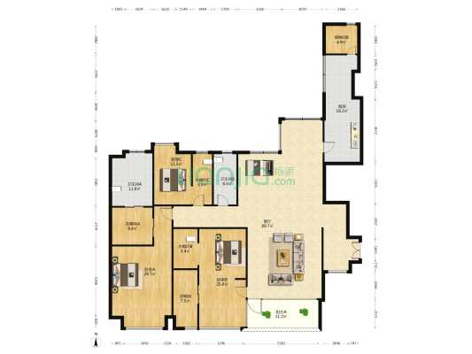 华侨城LOFT公馆 3室1厅2卫 287平方