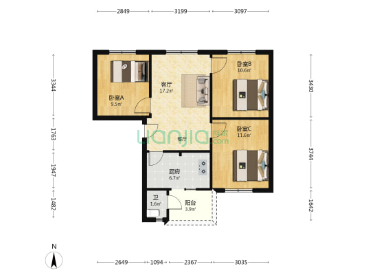 兰苑小区 3室1厅1卫 86平方