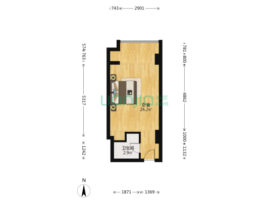 起跑线大厦 1室0厅1卫 44平方