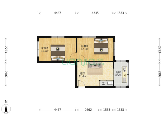 文汇小区 2室1厅1卫 45平方