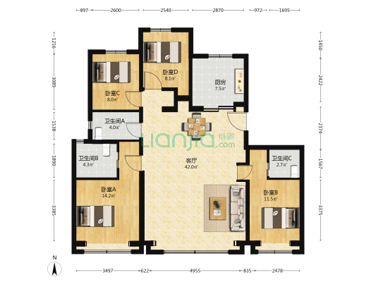 金隅昆泰云筑 4室1厅3卫 151平方