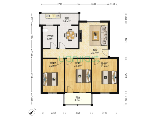 省汽配小区 3室1厅1卫 101平方