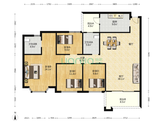 春怡雅苑 4室1厅2卫 146平方