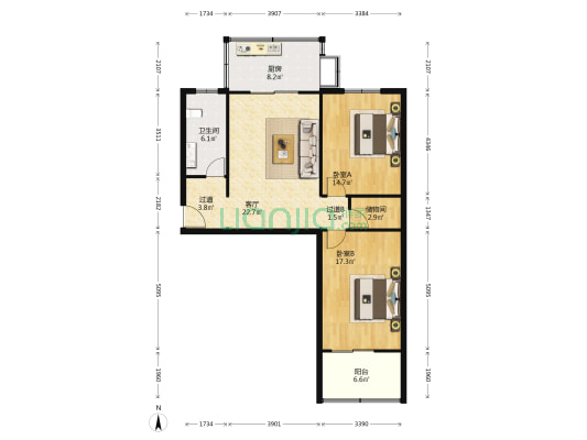 裕华西路146号 2室1厅1卫 88平方