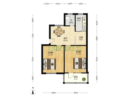 望秀苑 2室1厅1卫 64平方