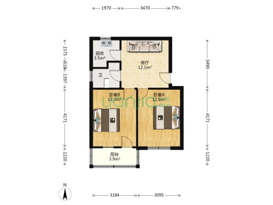 南杨路43号 2室1厅1卫 63平方