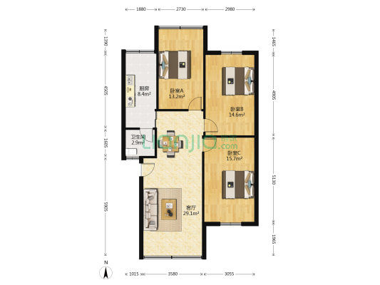 叠青小区 3室1厅1卫 101平方
