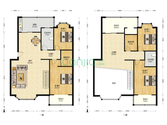 滨河宅区 4室1厅2卫 244平方