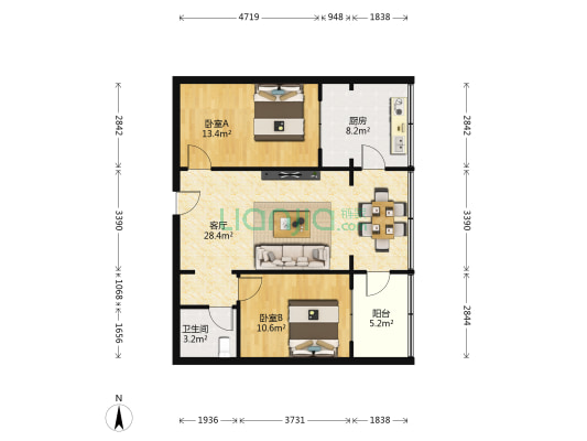 市肺科医院家属院 2室1厅1卫 89平方