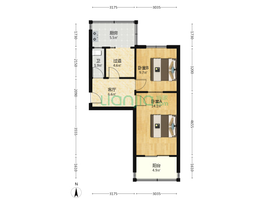 电大街32号 2室1厅1卫 51平方