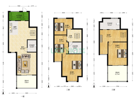四季尊域 5室1厅3卫 128平方