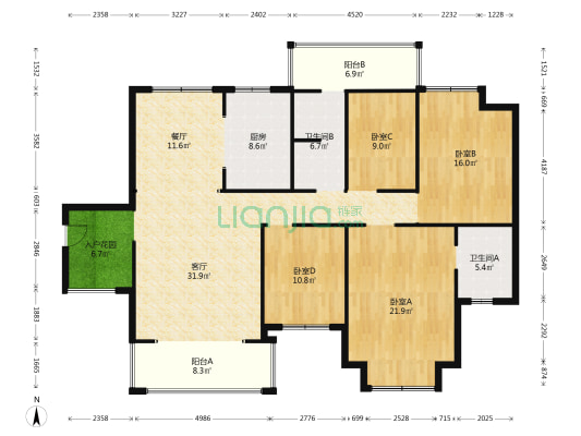 和馨苑 4室2厅2卫 171平方