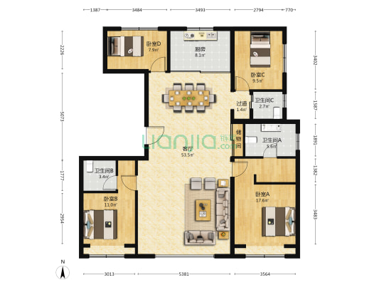 北京城建龙樾天元 4室1厅3卫 167平方