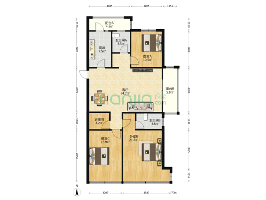 碧桂园清月湾西江月 3室1厅2卫 136平方