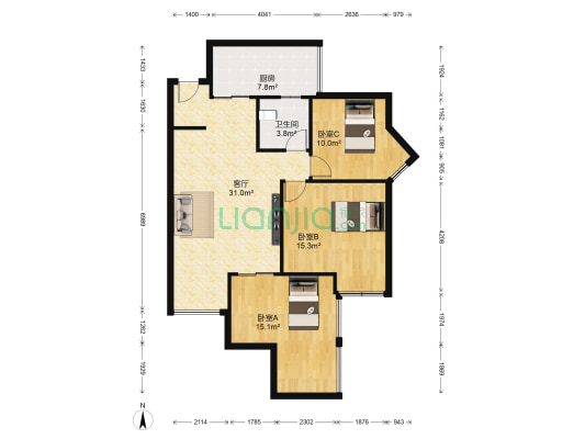 上福佳苑 3室1厅1卫 85平方
