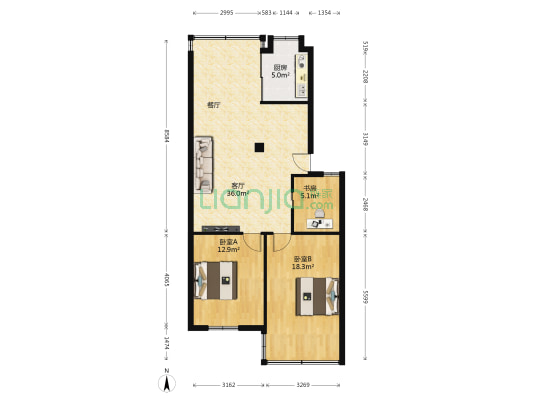 省科委宿舍 3室1厅0卫 77平方