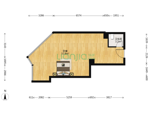 嘉美中心 1室0厅1卫 96平方