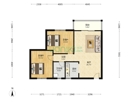 重工小区C区 2室1厅1卫 88平方