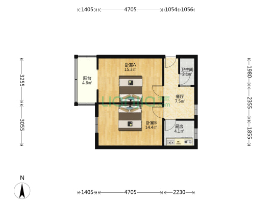 南官坊路9号、5院号小区 2室1厅1卫 56平方