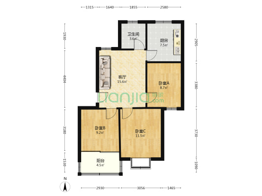 华荣街 3室1厅1卫 75平方