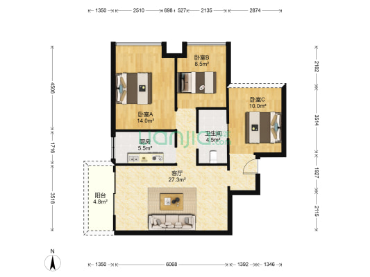 玉柴•博望园 3室1厅1卫 94平方