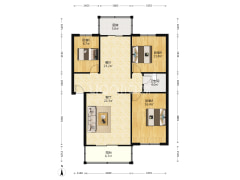 平安大街的板楼南北通透三居室85万-涿州槐林新村户型图