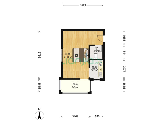 华府新桃园 1室0厅1卫 53平方
