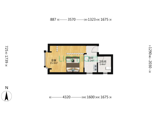 洪崖洞景区旁，看江小户型，通燃气-户型图