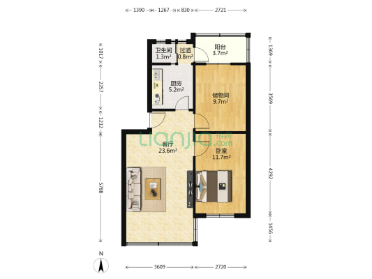 大沙地东路 1室1厅1卫 63平方