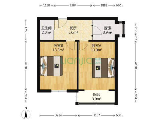 许家桥 2室1厅1卫 50平方