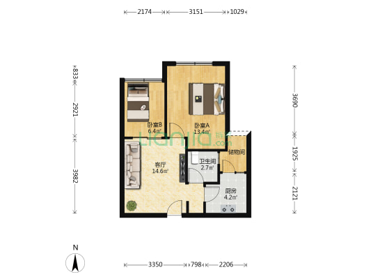 三亚·星域（一期） 2室1厅1卫 51平方