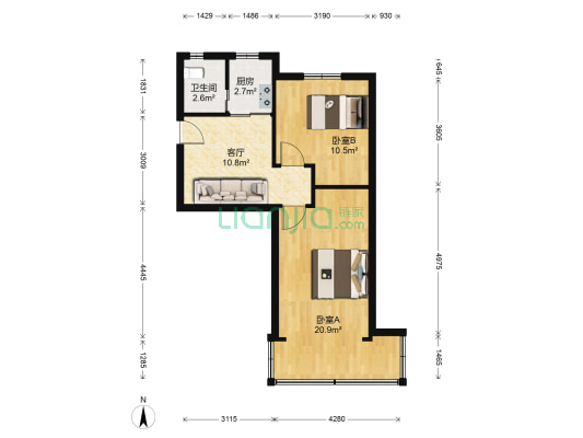 采荷小区芙蓉邨 2室1厅1卫 58平方