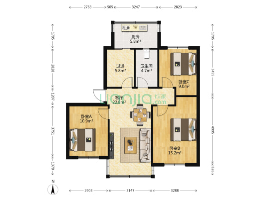 东明路北11号院 3室1厅1卫 82平方