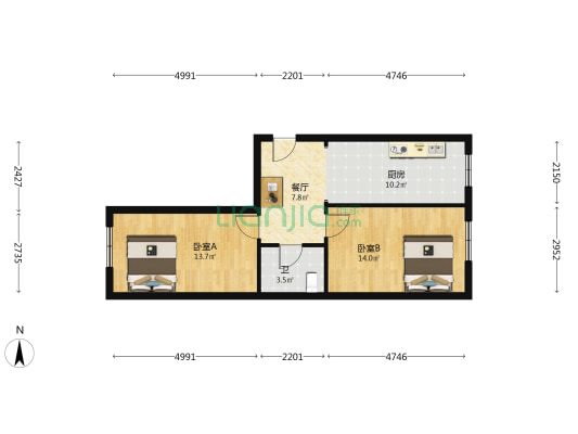 万泰国际 2室1厅1卫 76平方
