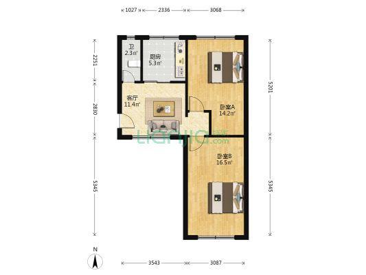 蔬菜公司家属院（盐场路） 2室1厅1卫 68平方