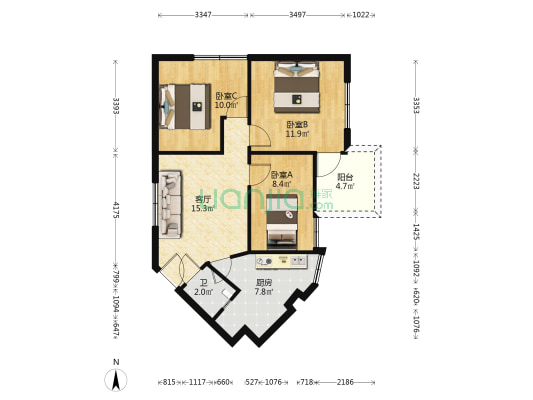大营路79号院 3室1厅1卫 71平方