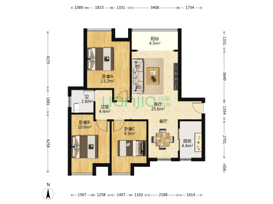 中交和美新城四期 3室1厅1卫 97平方