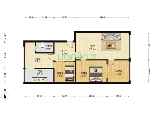 马号街33号 2室1厅1卫 92平方