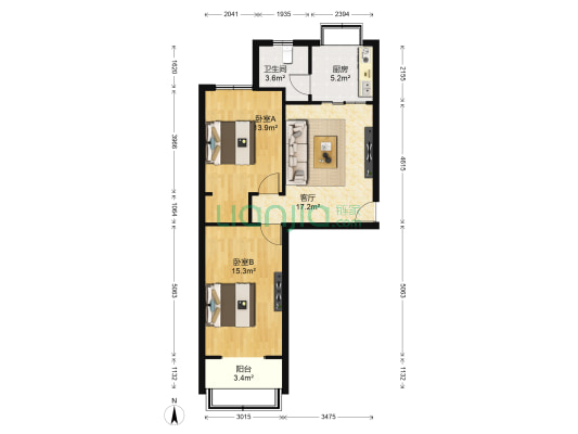 华兴小区 2室1厅1卫 73平方