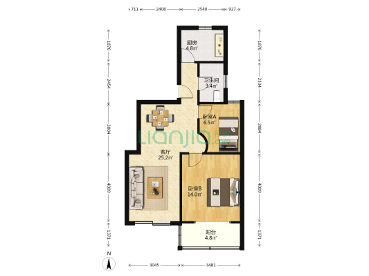 兴霞小区 2室1厅1卫 68平方