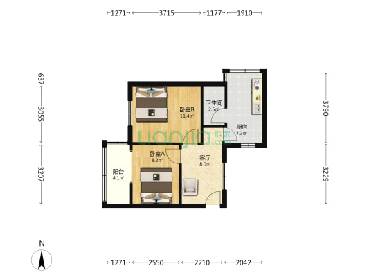 西龙须巷5号 2室1厅1卫 51平方