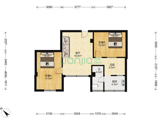 红路直街 2室1厅1卫 72平方