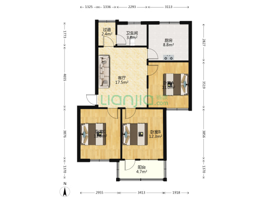 晨鸣南院 3室1厅1卫 95平方