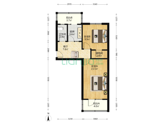 迎宾里 2室1厅1卫 56平方