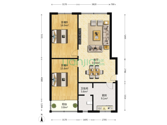 平安苑(天府新区) 2室1厅1卫 107平方
